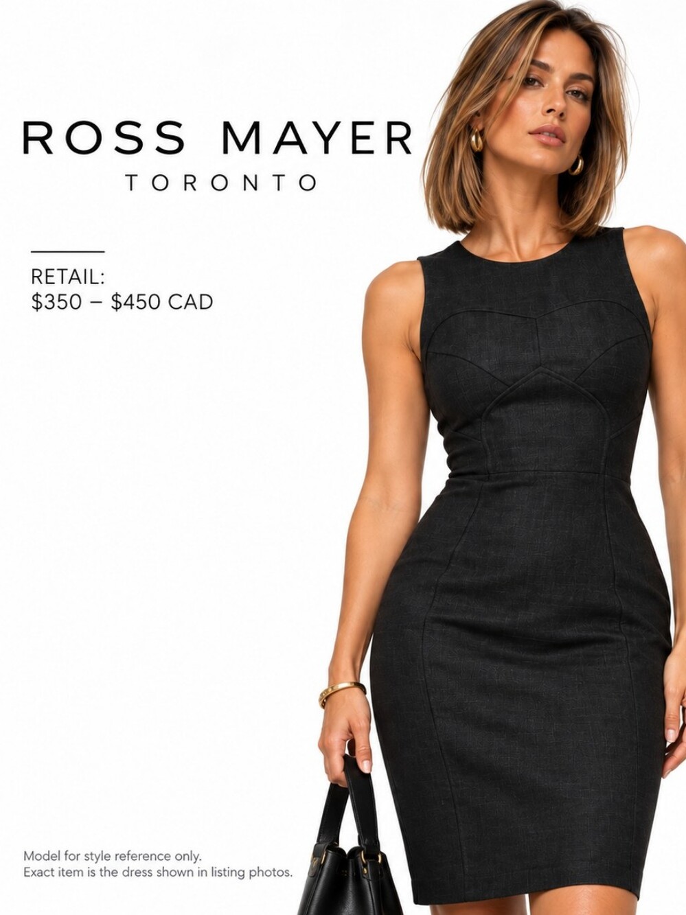 Ross Mayer Lineni Dress in Black Size 8 NWOT